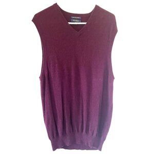 Men's 100% Cashmere Eggplant V-Neck Sweater Vest